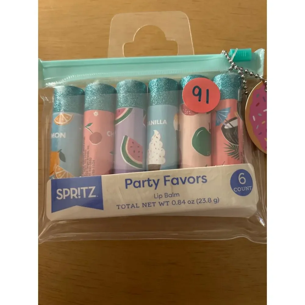 #91 New Spritz Party Favors Flavored Lip Balm Party Pack with Pouch